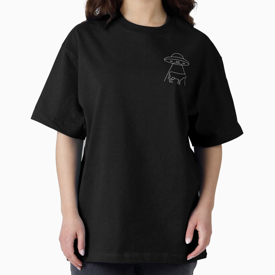 UFO Abduction – Minimalist One Line Alien Art by Flowing States Design Studio