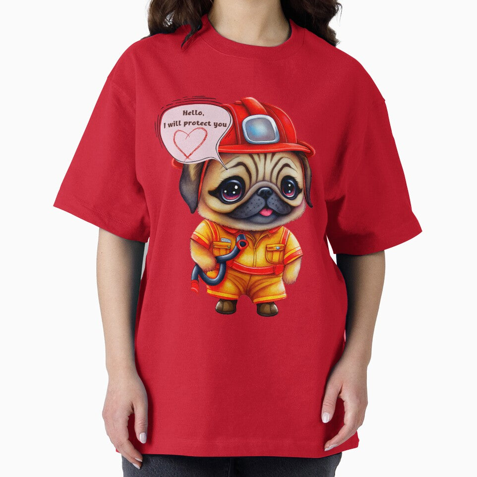 Firefighter, i will protect you, pug by HarriPaloma