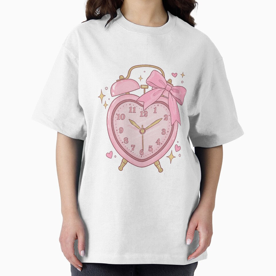 Coquette Pink Ribbon Heart Clock Soft Girl Aesthetic by HerTenderly