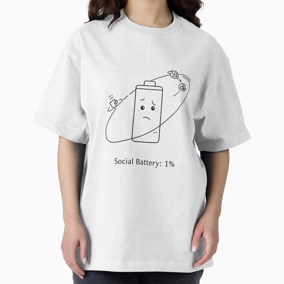Social Battery 1% – Introvert Humor Low Energy Minimalist Design by Low Battery Society