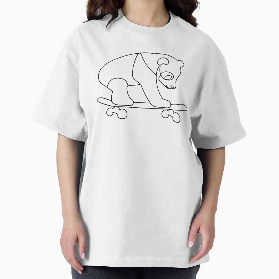 Skateboarding Panda | One Line Drawing | One Line Art | Minimal | Minimalist by One-Line-Artist