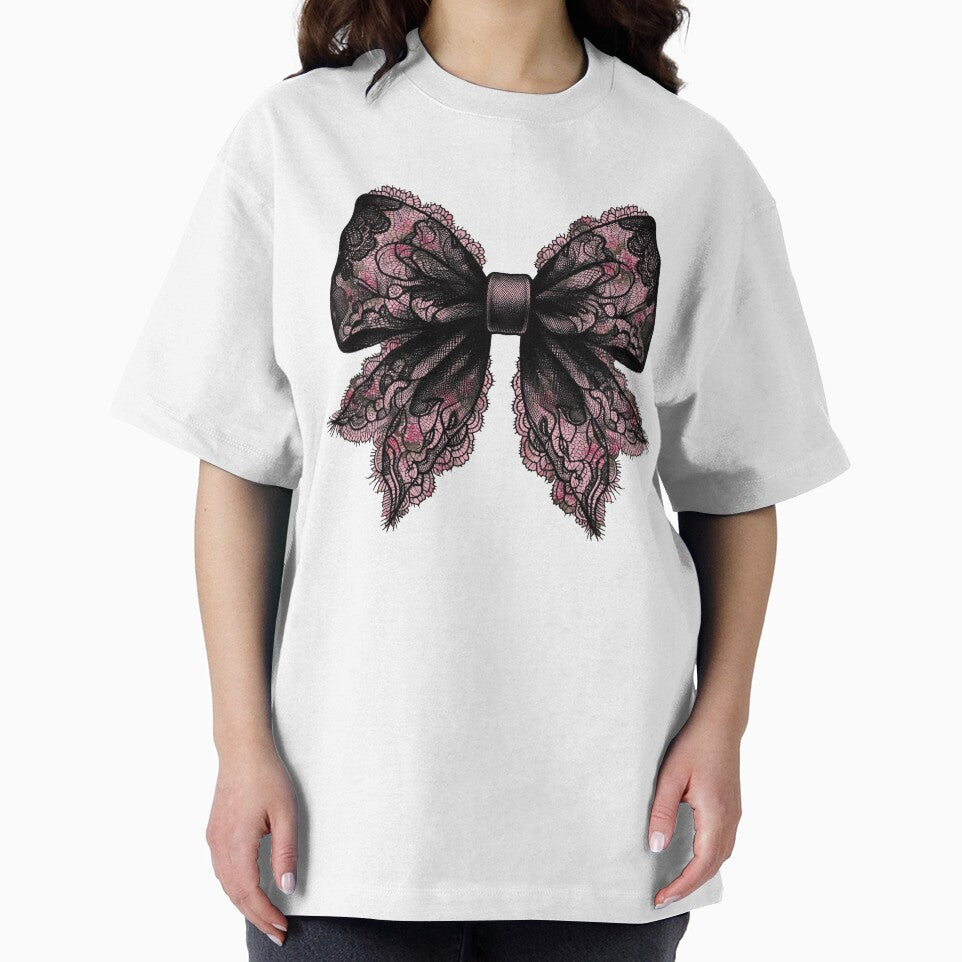 Coquette Black and Pink Lace Bow by Claudia Villota