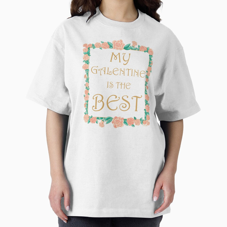 My Galentine is the Best - Best Galentine Gift - Gold & Roses Border - White by EcoElsa