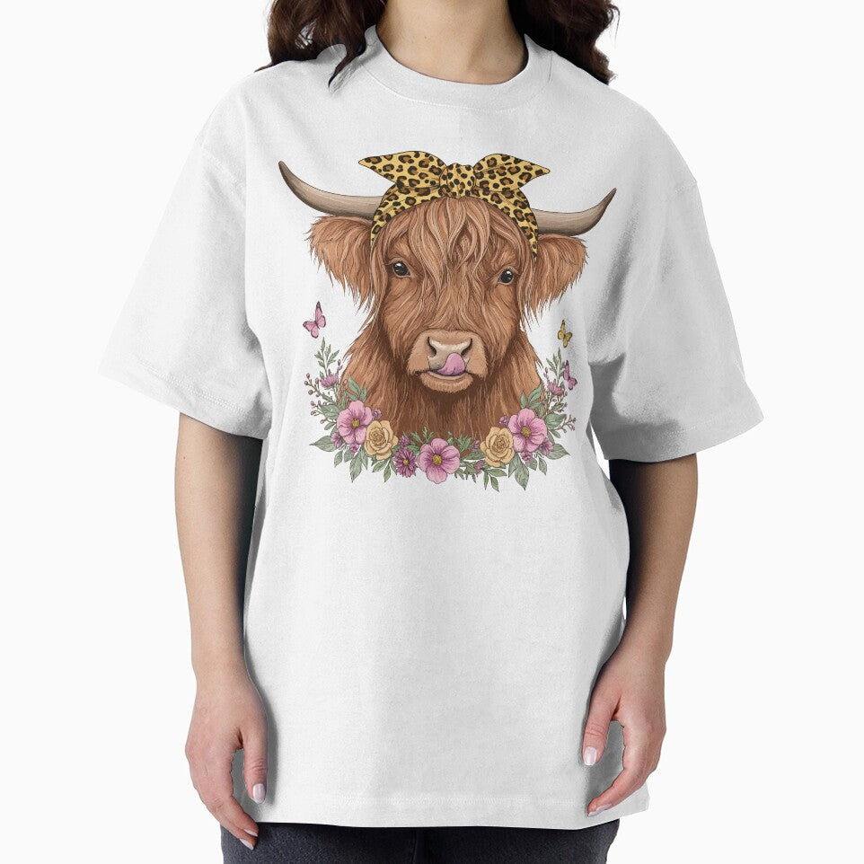 Vintage highland cow graphic t-shirt for women, Floral Highland Cow Sublimation, Western Funny Heifer, mama cow by rich4Design