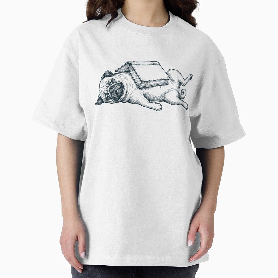 Funny Pug Reading Book Nap Dog Lover by DoodleTortle
