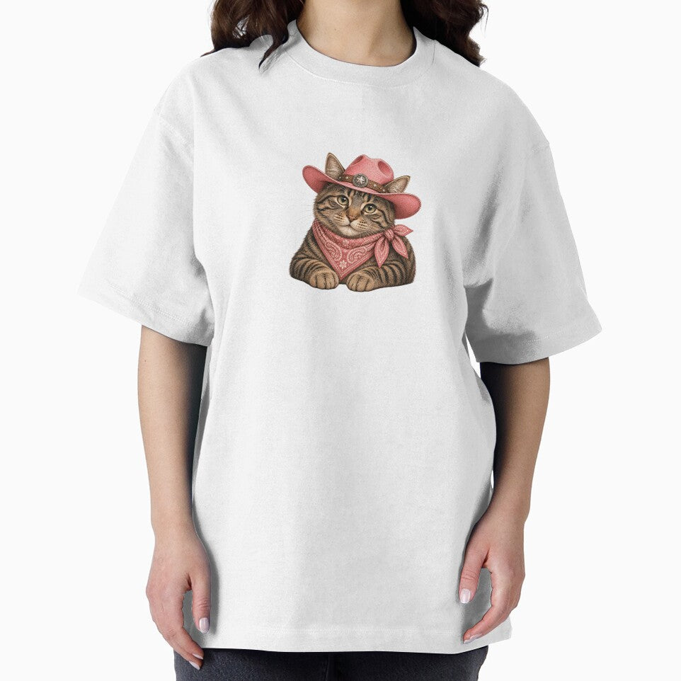 Tabby Cat Pink Cowgirl Western Charm Design by BrandyandBeyond