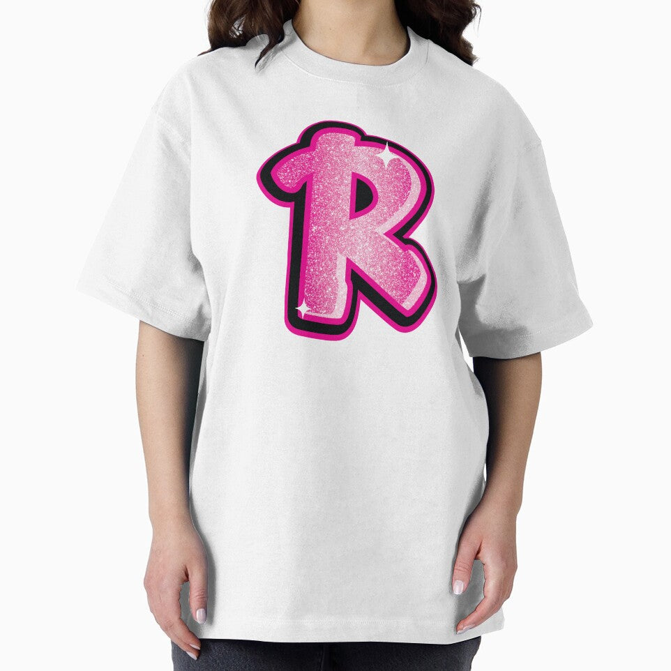 Glitter Pink R Initial Sticker by LazyCreativeCo