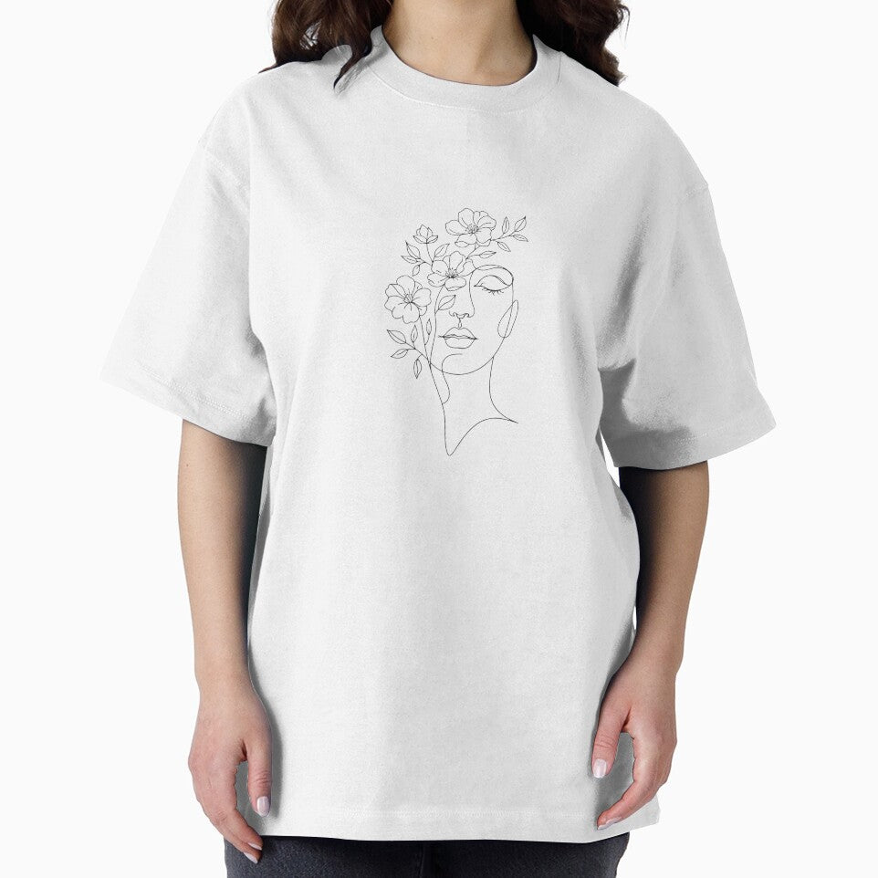 Minimalist Floral Woman Line Art – Bloom & Become Inspirational Botanical Face Illustration by RelatableMess
