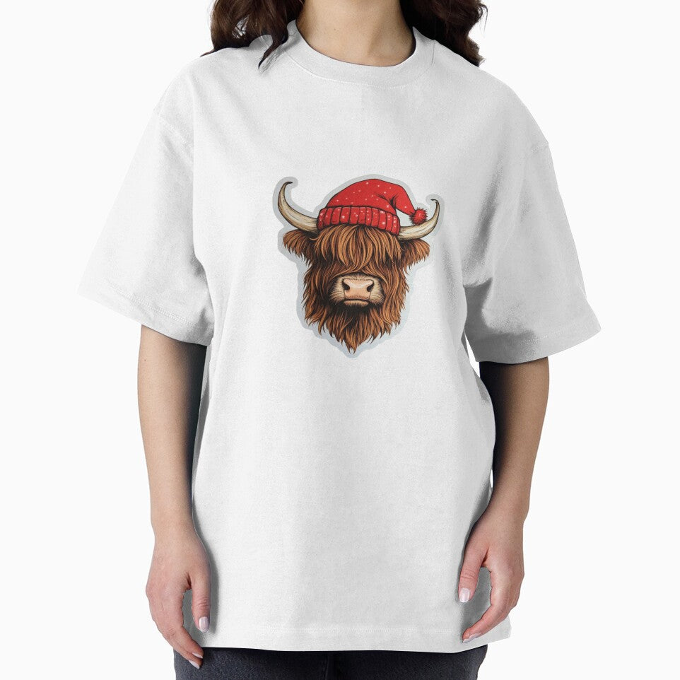 Highland Cow with Red Hat by NicolasGlowArt