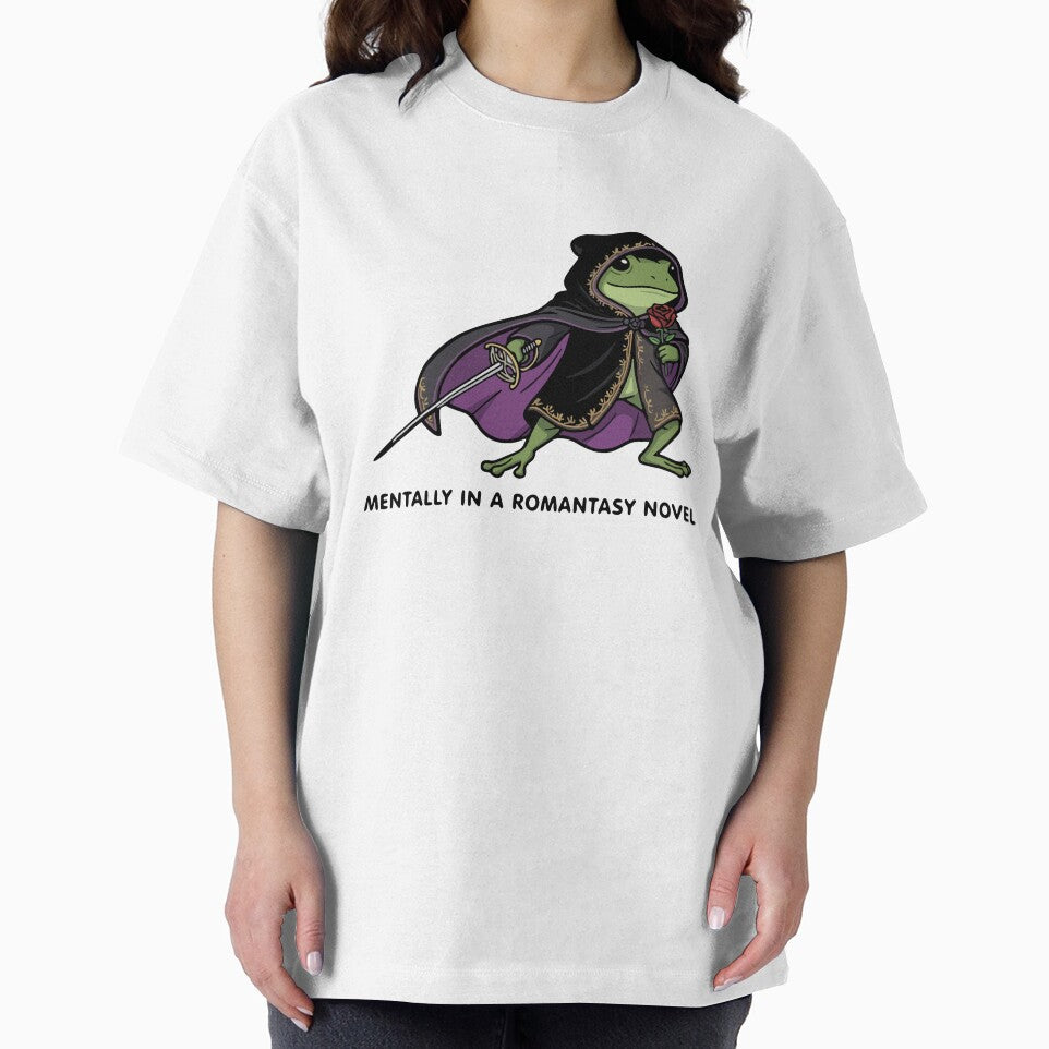 Funny Romantasy Frog With Sword and Rose Fantasy Book Lover by Floomart
