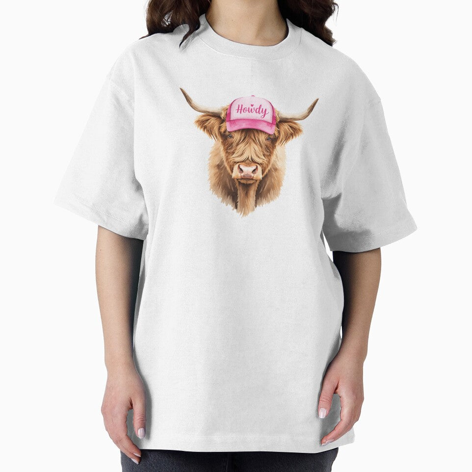 Highland Cow Howdy Trucker Hat | Cute Western Cowgirl Aesthetic Sticker | Funny Farm Animal Gift Idea by CoconutCoastDesigns