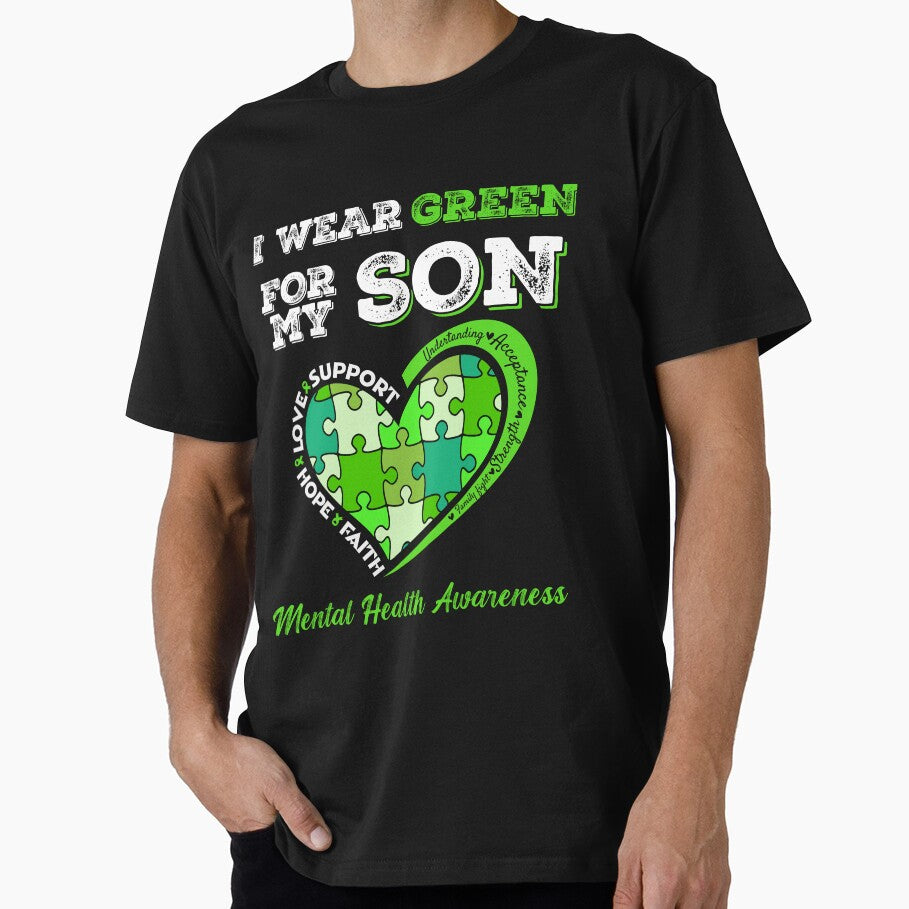 I Wear Green For My Son Mental Health Awareness Mom Dad by donvector