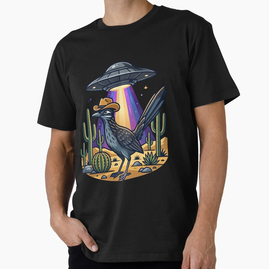 UFO Abducting a Cowboy Roadrunner T Shirt by STTrillionTEES
