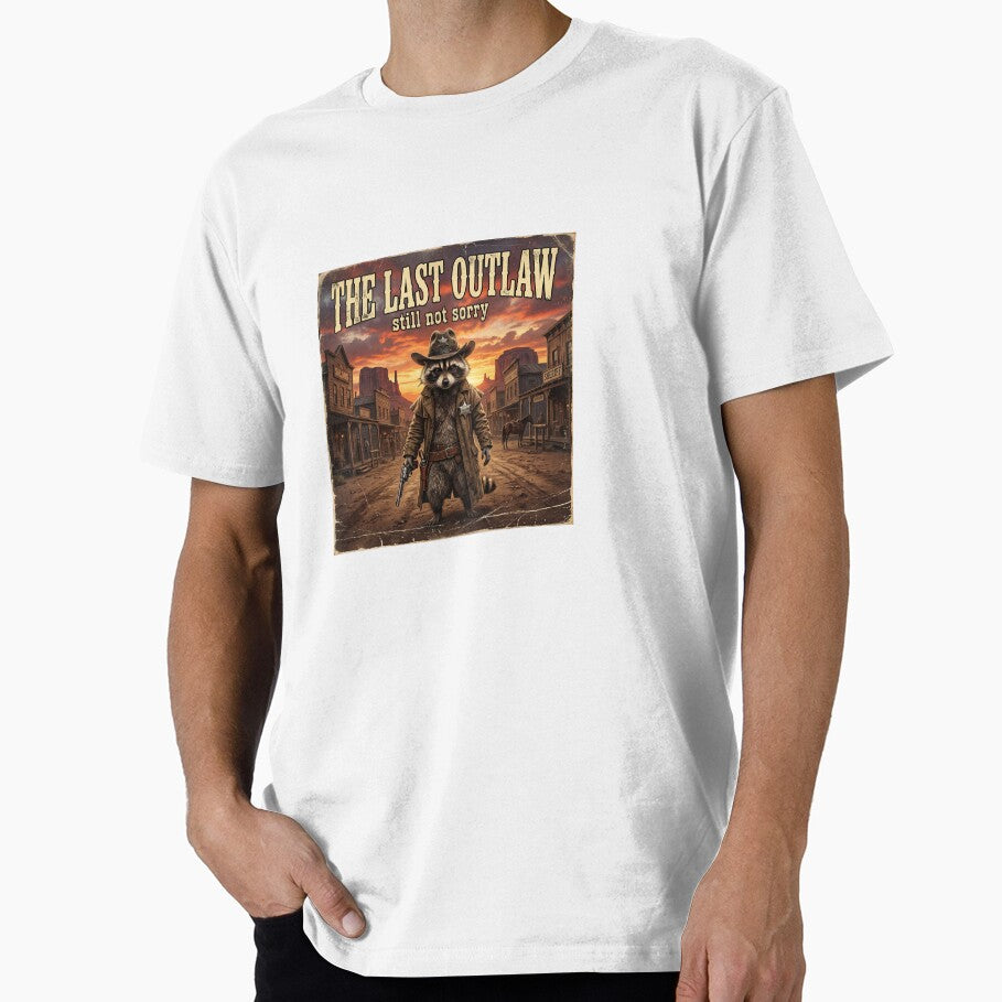 The Last Outlaw Raccoon | Funny Western Sheriff Vintage T-Shirt by DmaarGroup