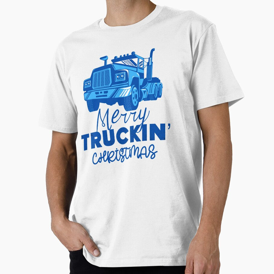 Merry Truckin Christmas Dark Blue Festive Gift For Trucker Truck Driver by Sunny Collections