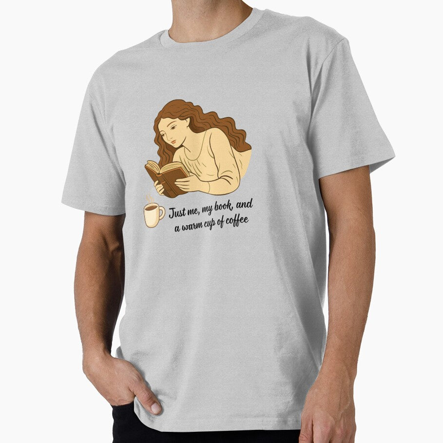 Just Me My Book and Coffee Cozy Girl Reading Design – Book Lover Aesthetic for Stickers, T-Shirts, A-Line Dresses & Gifts by SyedaPrints