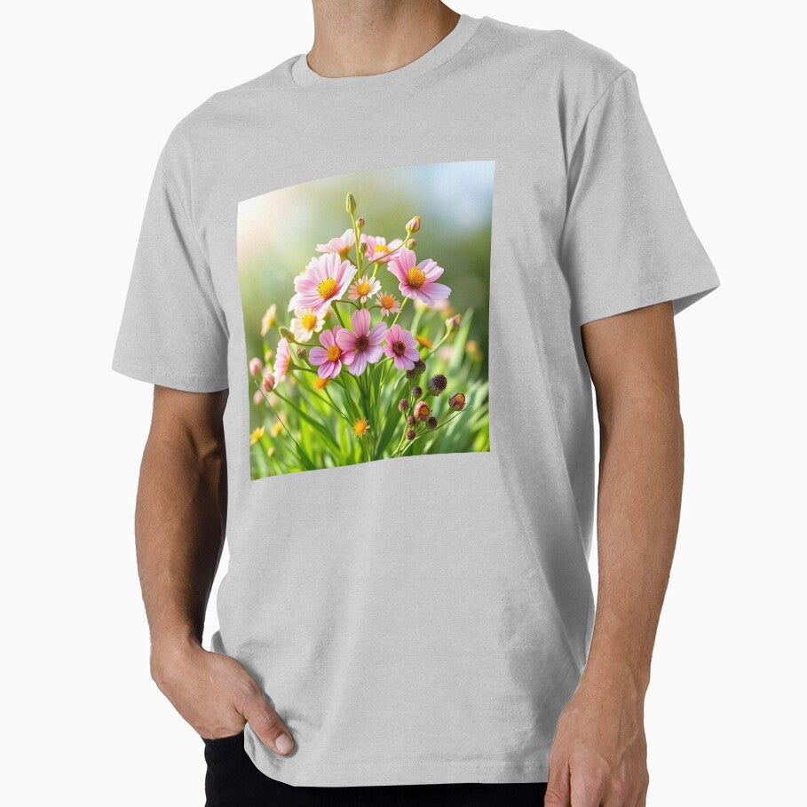 Wildflower Bouquet Line Art | Green & Pink Botanical by Kawaii worlds