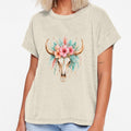 Boho Floral Cow Skull Western Art by winniwinston