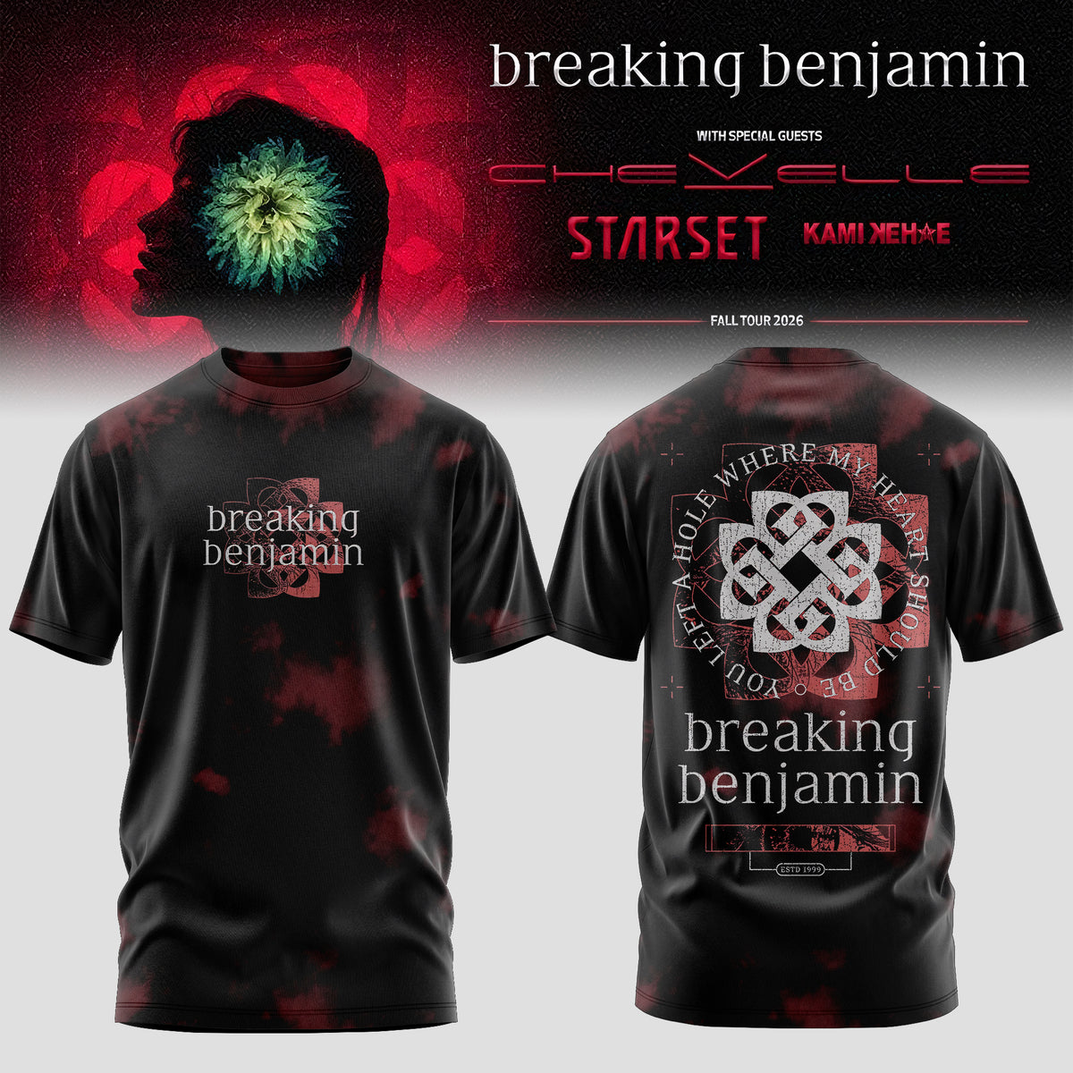 Breaking Benjamin American Tour 2026 3D All-Over Print Tee