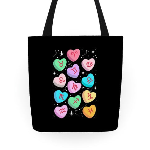 Horoscope Candy Hearts Tote Bag