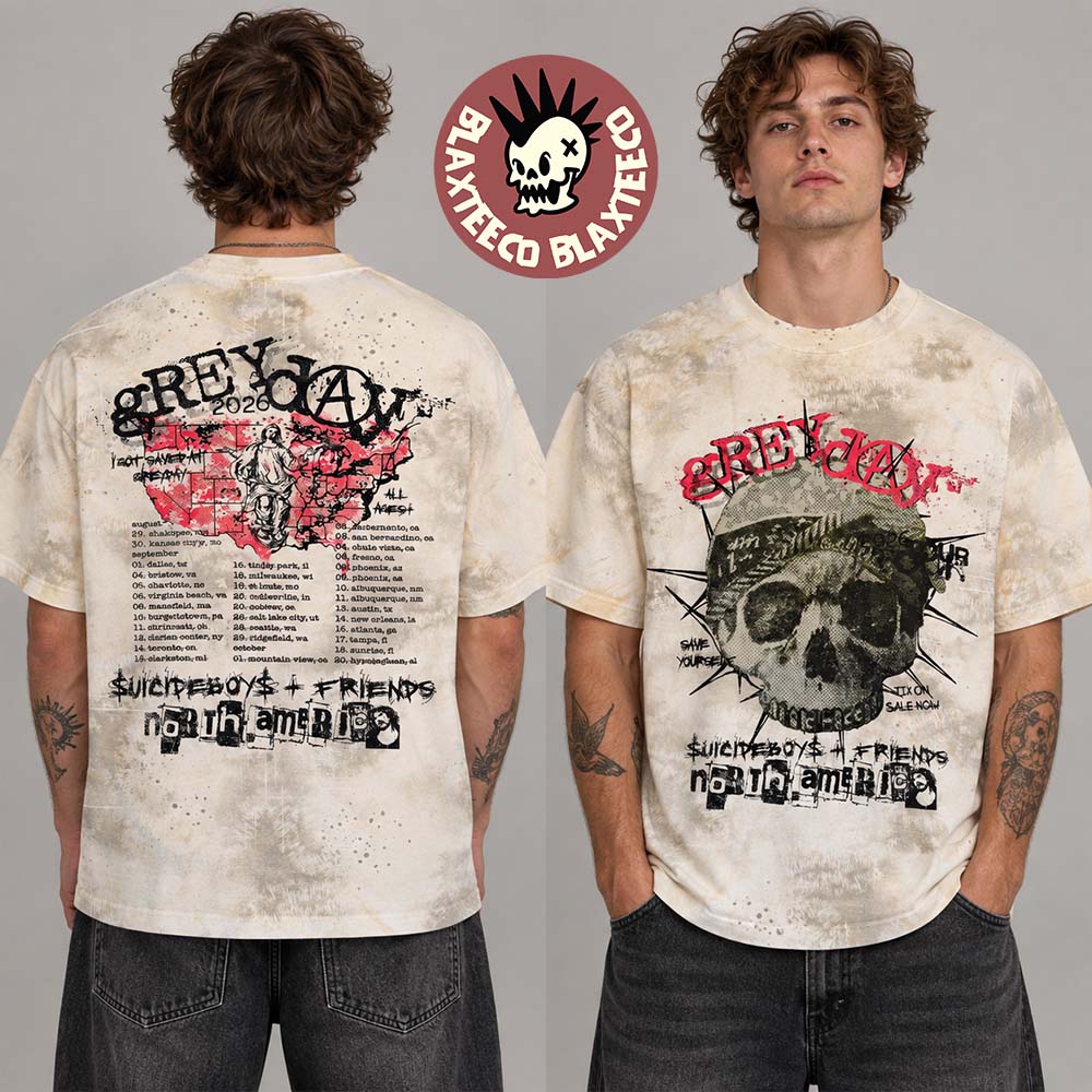 $uicideboy$ Greyday 2026 Tour Merch Skull Tie Dye T-Shirt