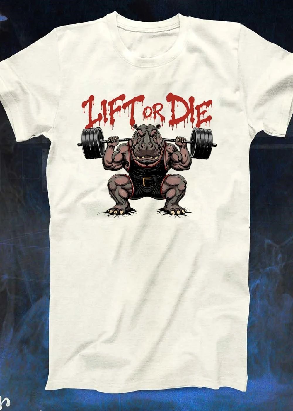 Lift Or Die Muscular Hippo Powerlifting Shirt