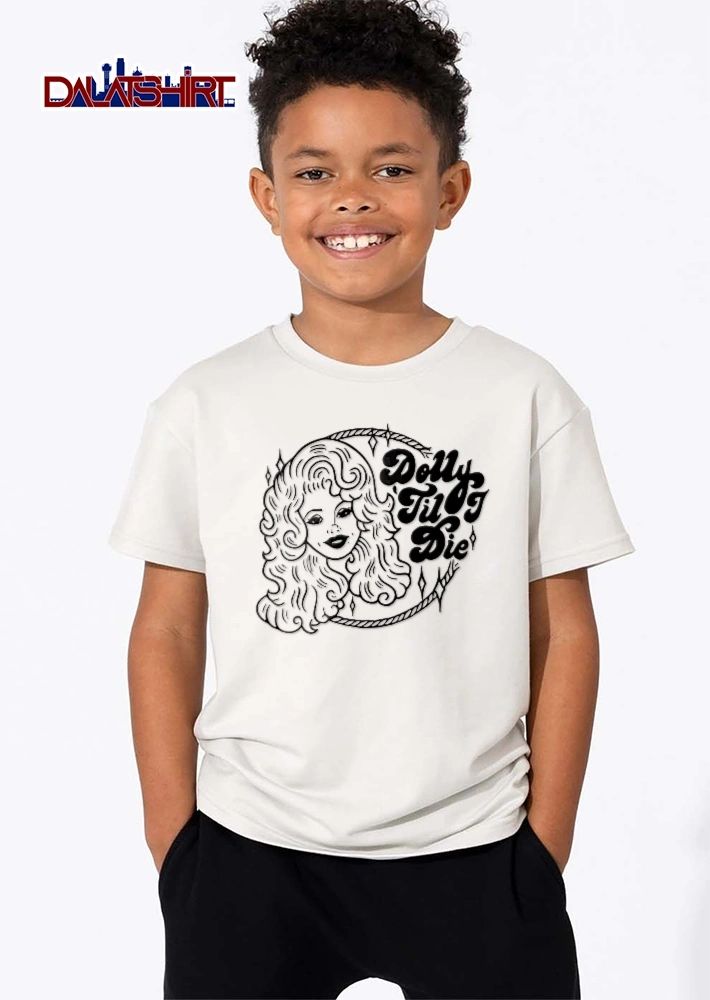 Dolly Til I Die Line Art Vintage Woman Big Curly Hair Lasso shirt