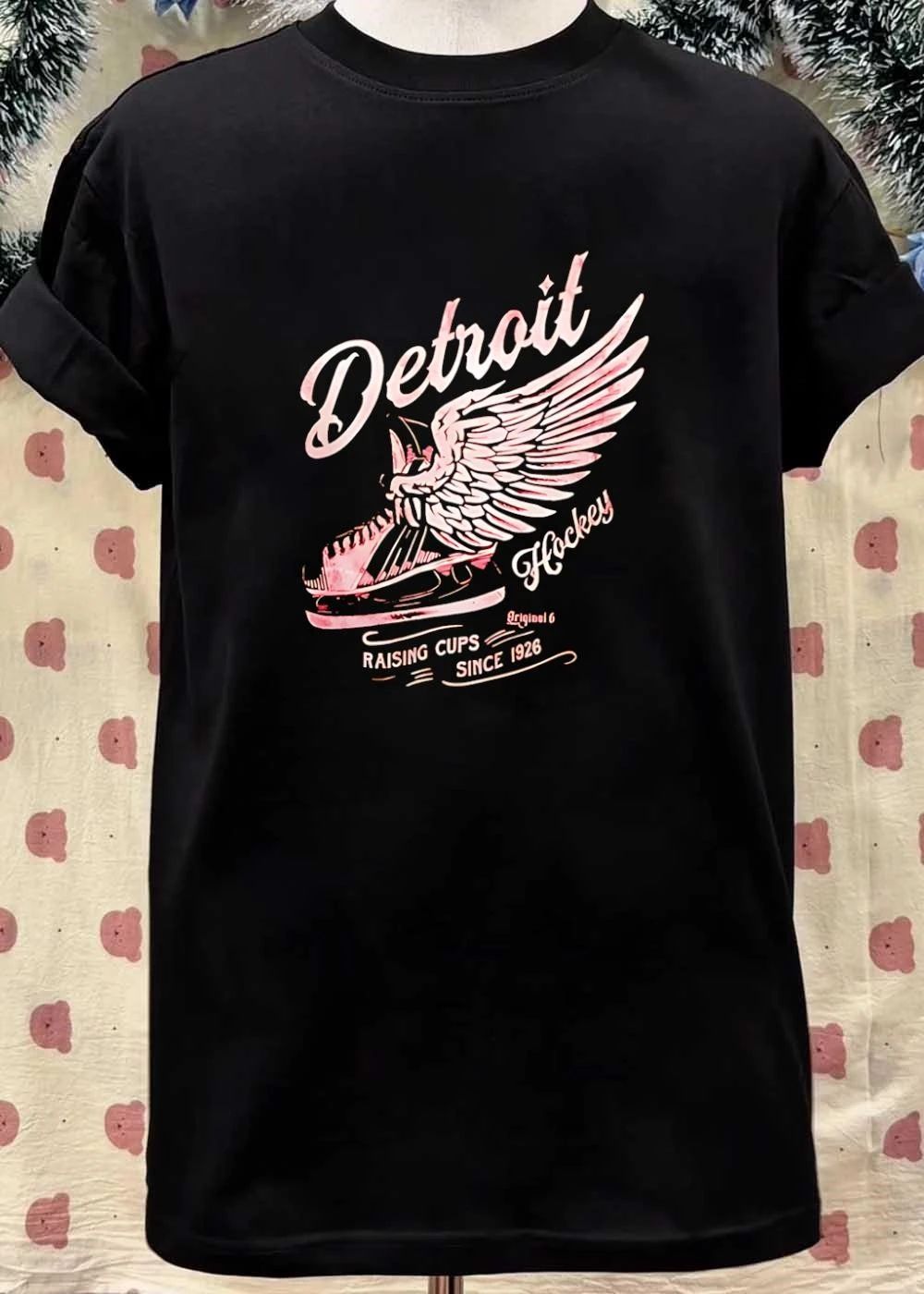 Original 6 Raising Cups Since 1926 Detroit Hockey Winged Skate T-Shirt