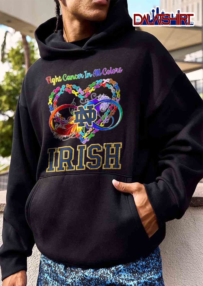 Notre Dame Fighting Irish NCAA Fight Cancer In All Colors Awareness Ribbons Infinity Symbol Heart Feather shirt