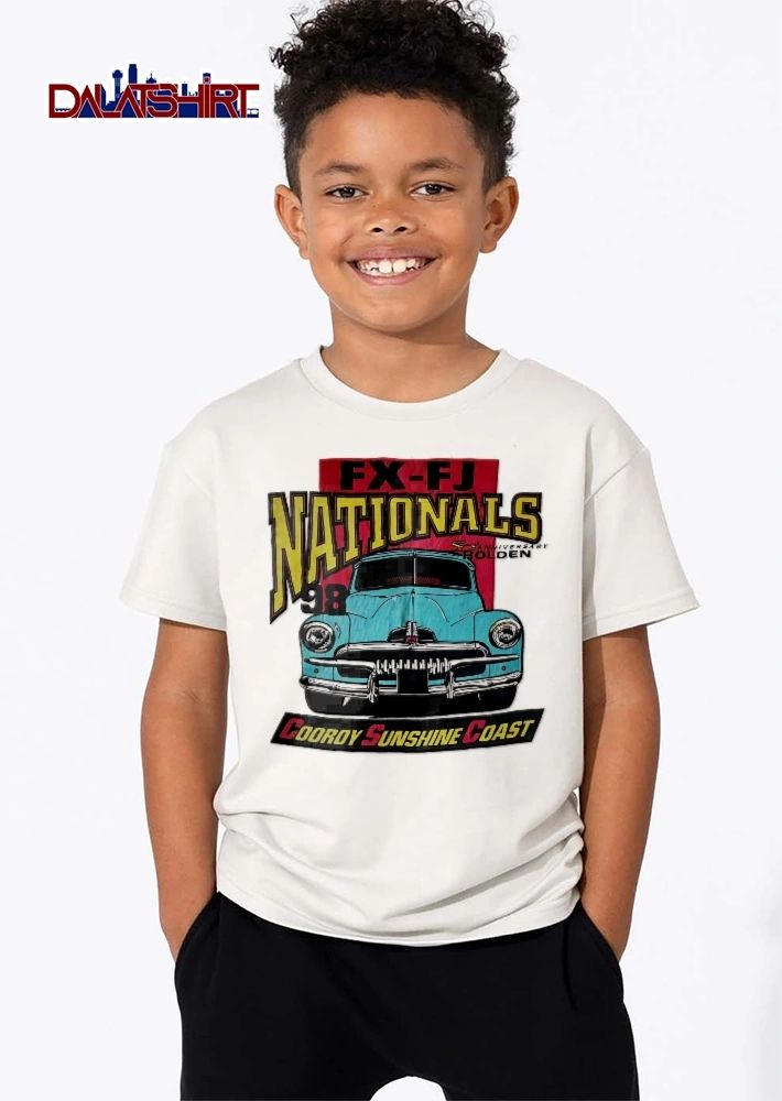 Holden Fx Fj Nationals Cooroy Sunshine Coast 50th Anniversary 98 Vintage Teal Classic Car Front View shirt