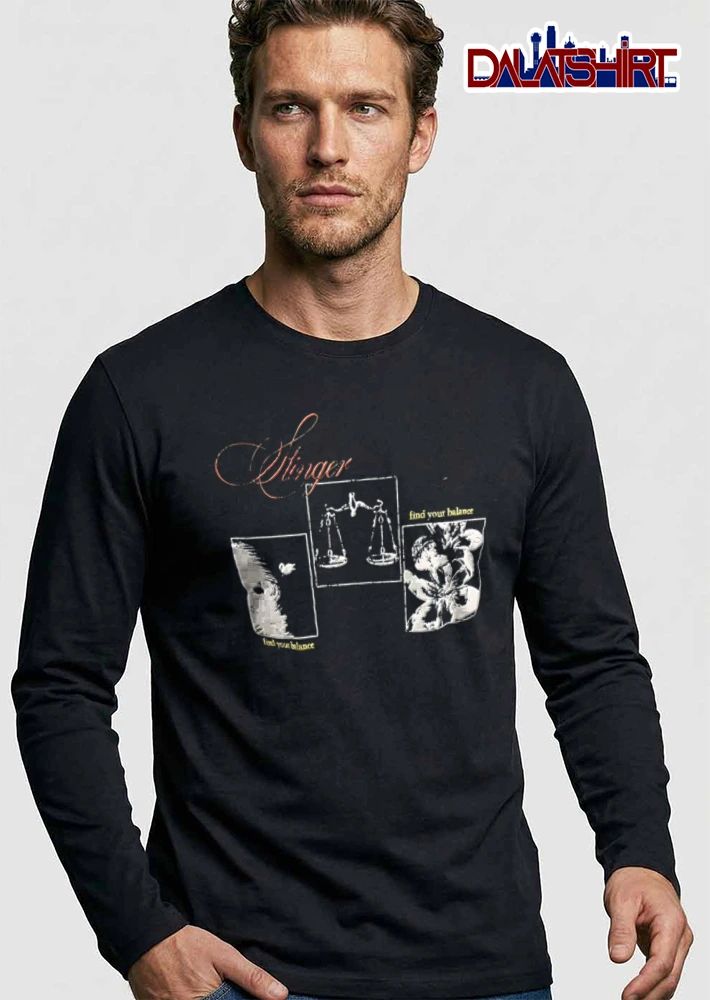 Stinger Find Your Balance Distressed Scale Swans Flowers Panels shirt