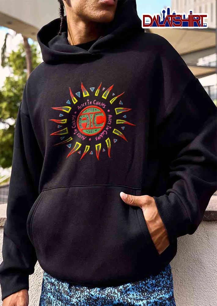 Alice In Chains Aic Neon Tribal Sun Rays Red Yellow Flames shirt