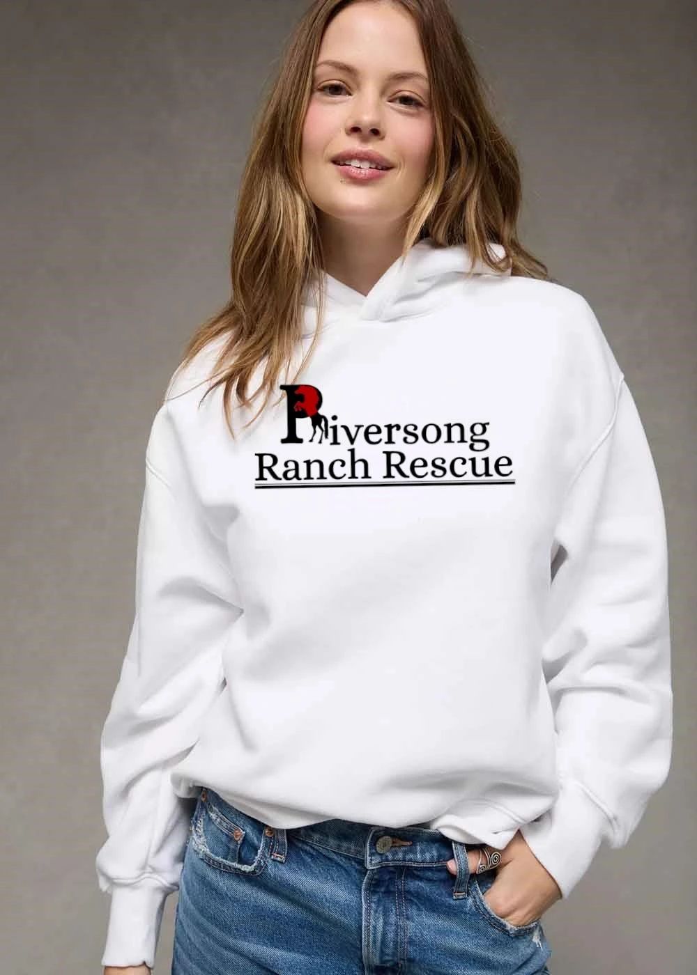 Riversong Ranch Rescue Red And Black Rearing Horse Silhouette shirt