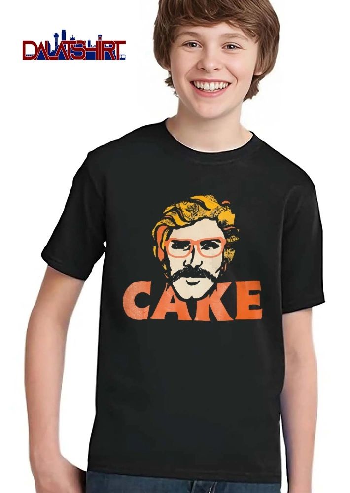 Cake Mustached Man Orange Eyeglasses Caricature Portrait shirt