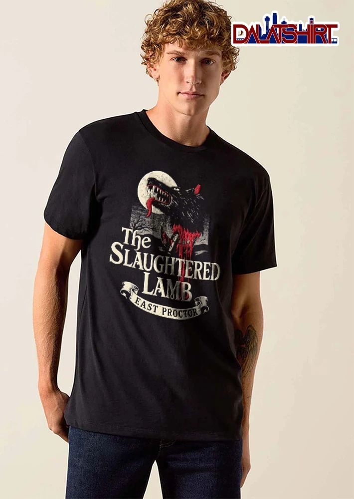 The Slaughtered Lamb East Proctor Severed Wolf Head Blood Moon Halftone shirt