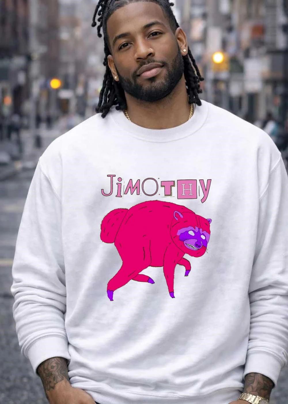 Jimothy Pink Raccoon Illustration Shirt