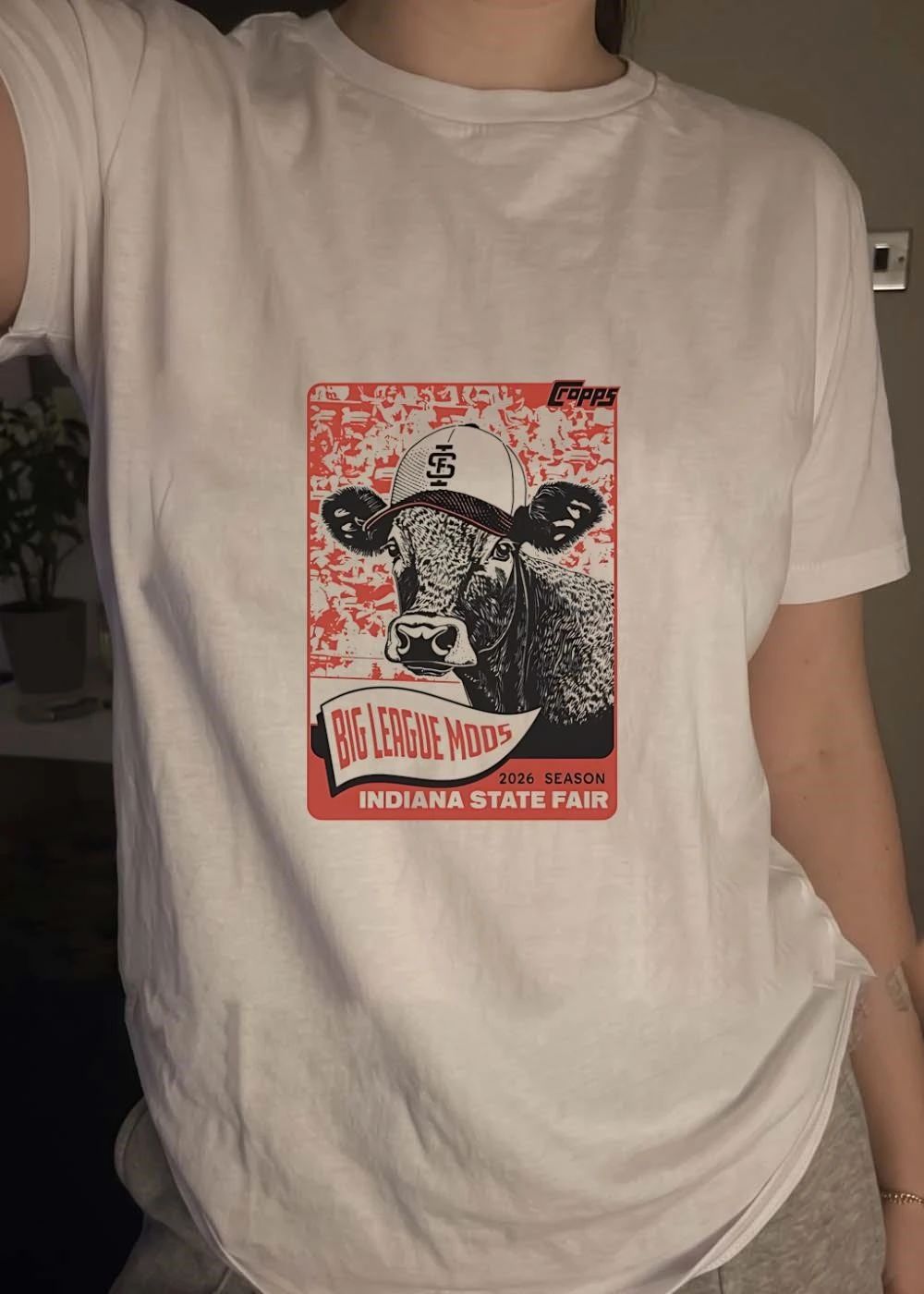 Topps Indiana State Fair 2026 Season Big League Mooos Cow Baseball shirt