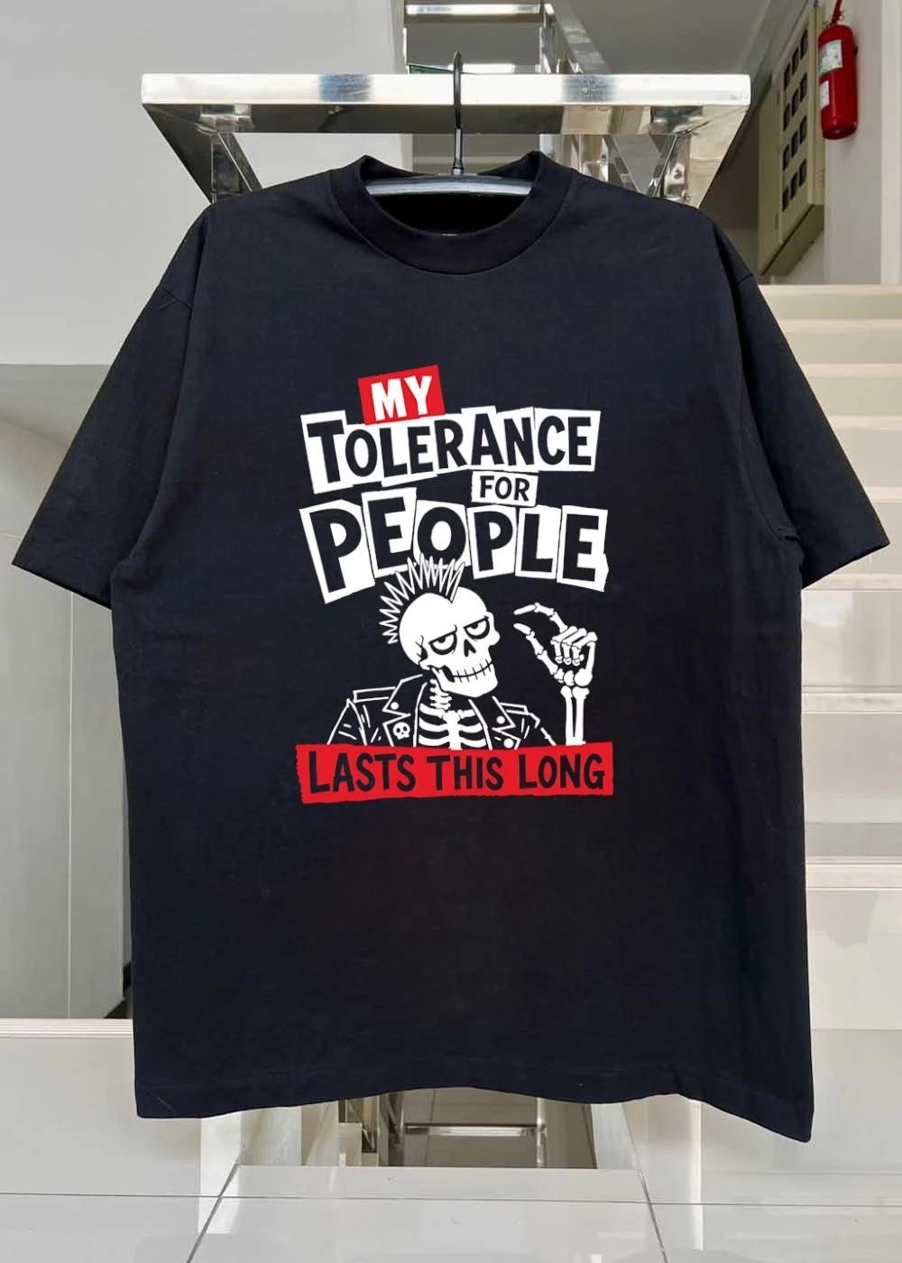 My Tolerance for People Lasts This Long Punk Skull shirt
