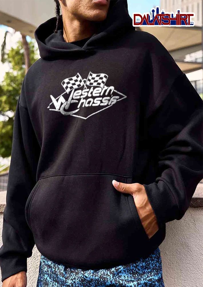 Western Chassis Crossed Checkered Flags Diamond Frame Distressed shirt
