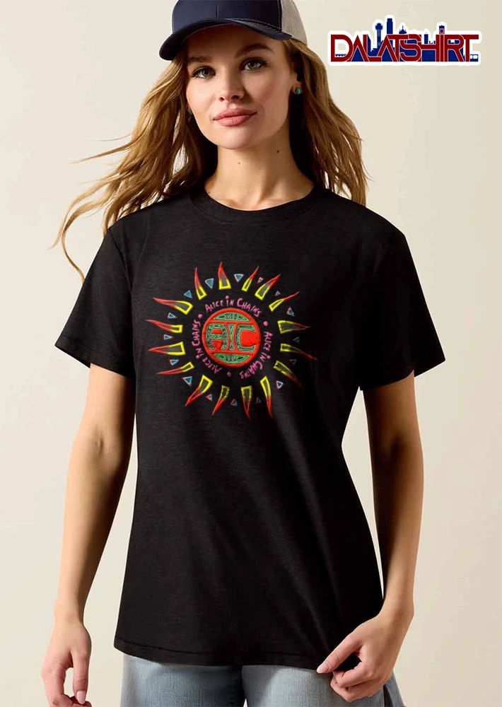 Alice In Chains Aic Neon Tribal Sun Rays Red Yellow Flames shirt
