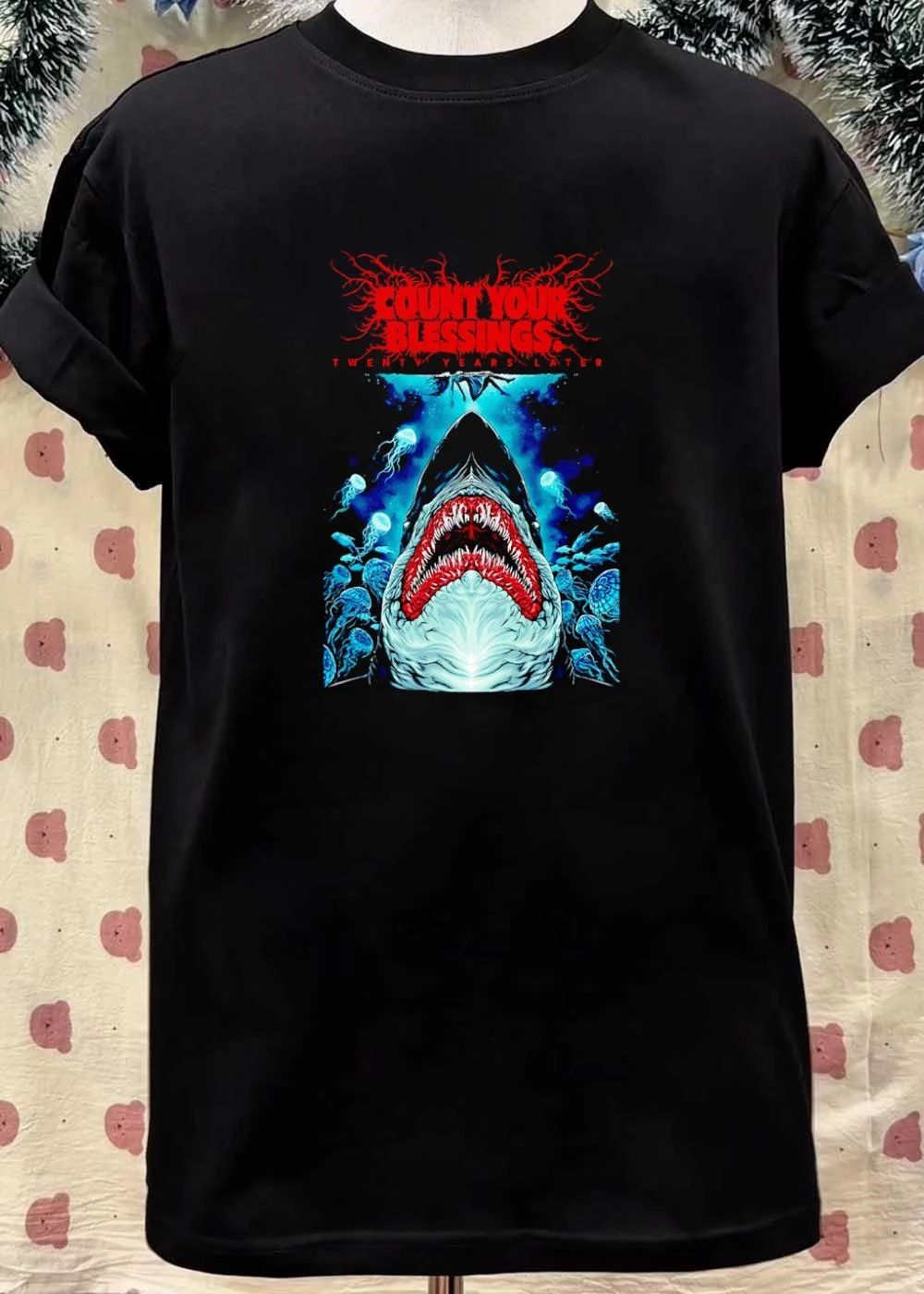 Horror Movie Apparel Count Your Blessings Twenty Years Later Shark shirt