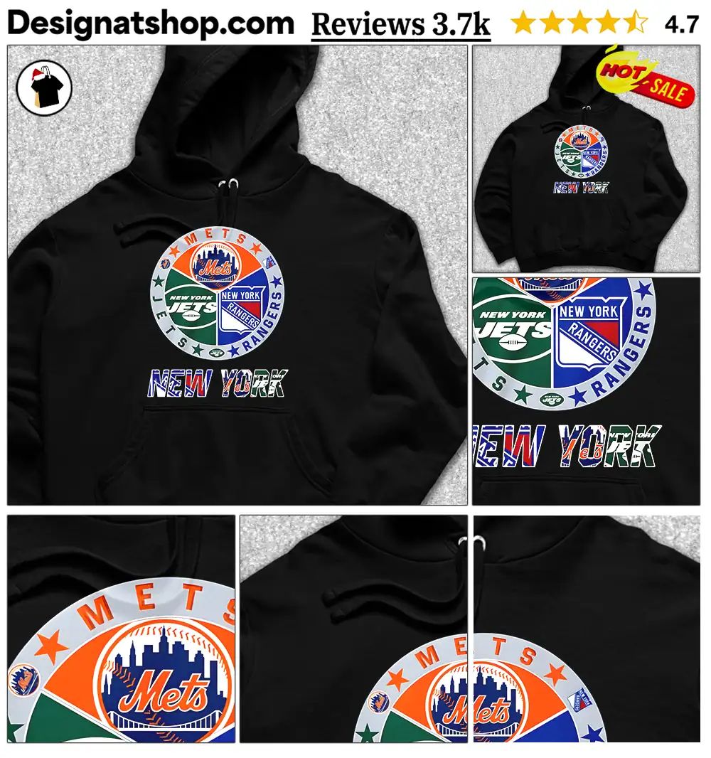 Mets Jets and Rangers logo sports New York team fan art shirt