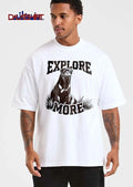 Explore More River Otter Sitting In Tall Grass Distressed Woodcut Black And White shirt