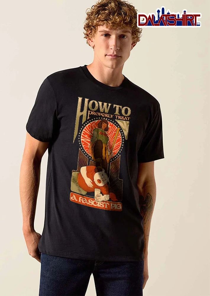 How To Properly Treat A Fascist Pig Antifa Never Surrender Baseball Bat Boot Stepping Red Cap Vintage Poster shirt
