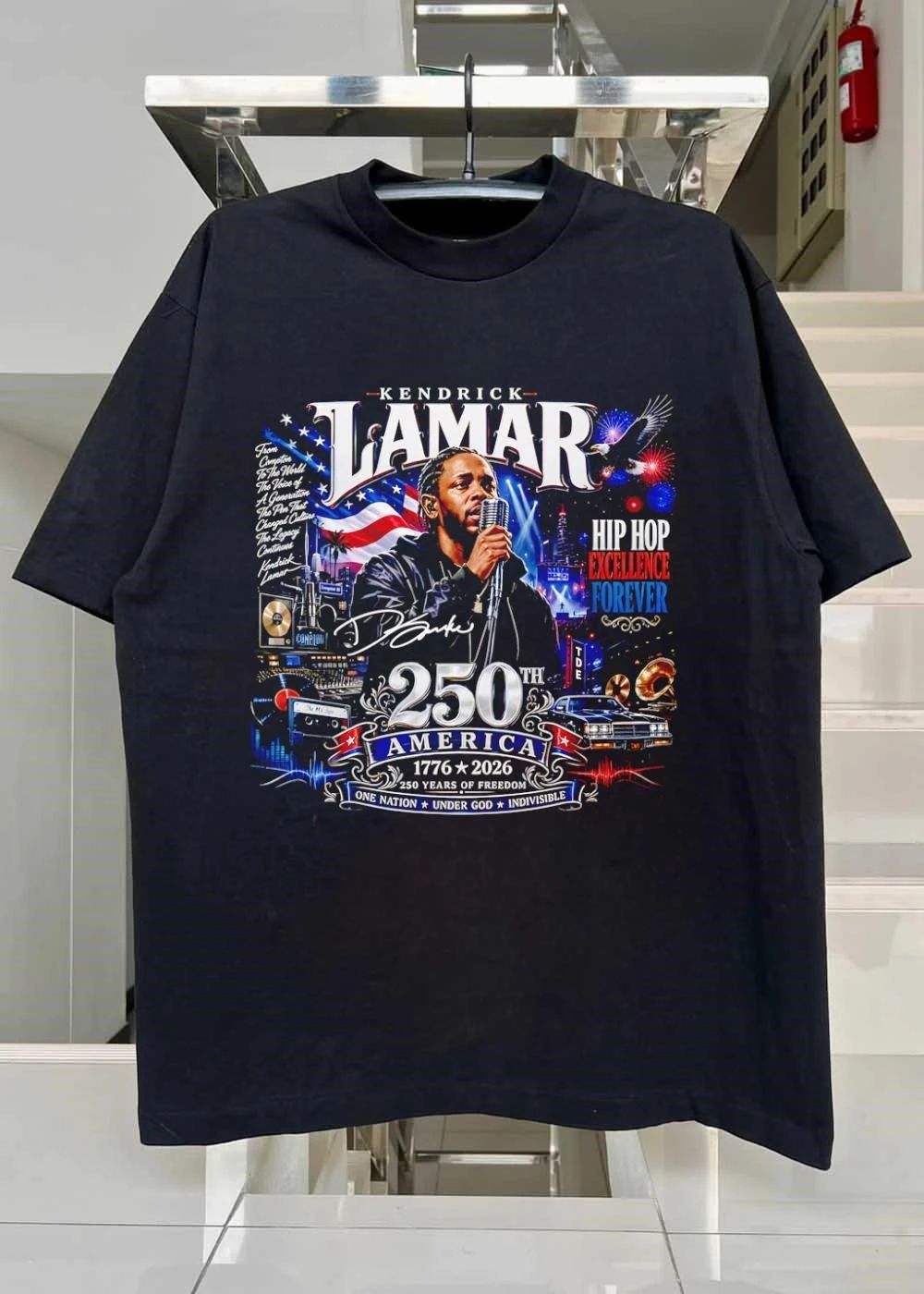 Kendrick Lamar Hip Hop Excellence Forever 250th America Of Freedom One Nation Under God Indivisible Singing Shirt