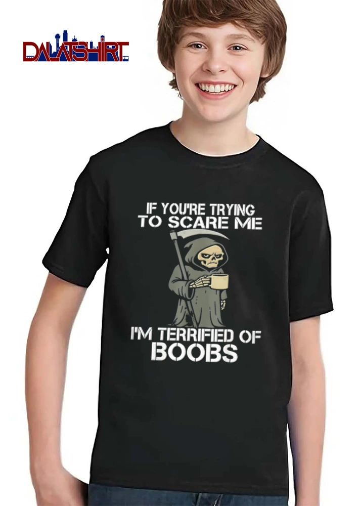 If Youre Trying To Scare Me Im Terrified Of Boobs Cartoon Grim Reaper Coffee Mug Scythe shirt