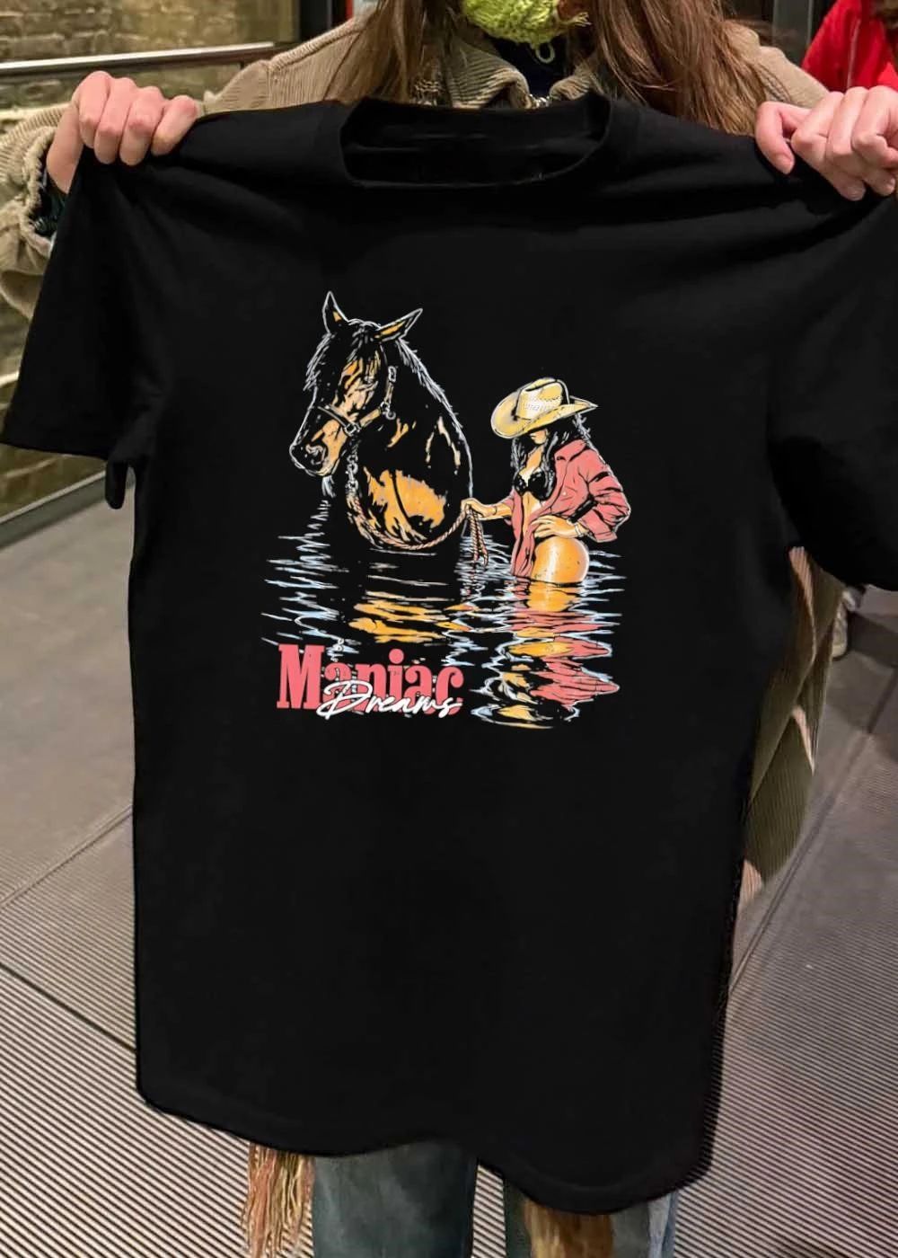 Maniac Dreams Cowgirl Leading Horse in Water shirt
