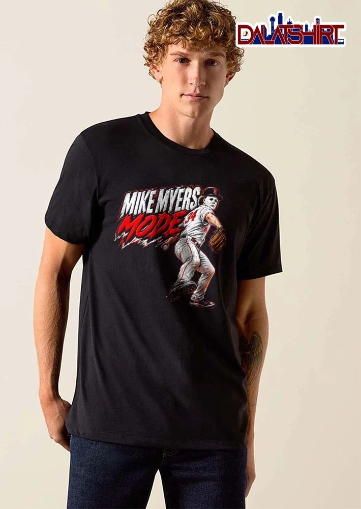 Boston Red Sox MLB Mike Myers Mode Pitcher Wearing Michael Myers Mask Pitching shirt