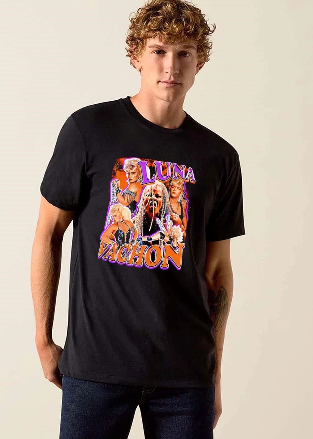Luna Vachon Bootleg Retro Photo Collage Wrestler Screaming Action Poses shirt