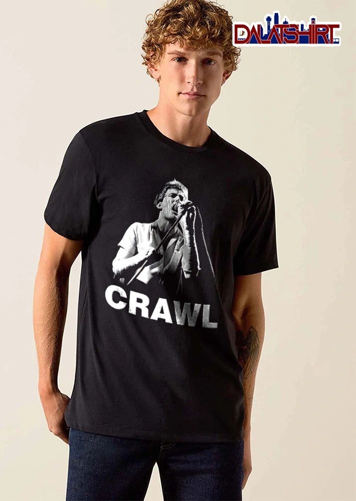 Crawl Black White Male Singer Holding Microphone High Contrast shirt